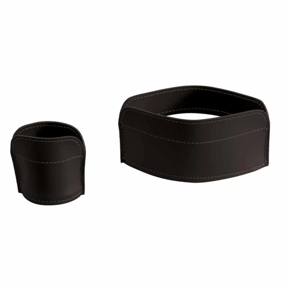 Zubehör für Schreibtisch aus Leder, 4 Stück, Made in Italy - Ebe