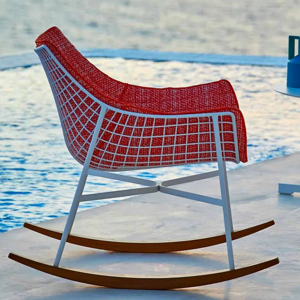 Schaukel-Gartensessel aus Stahl und Holz Varaschin Summer Set