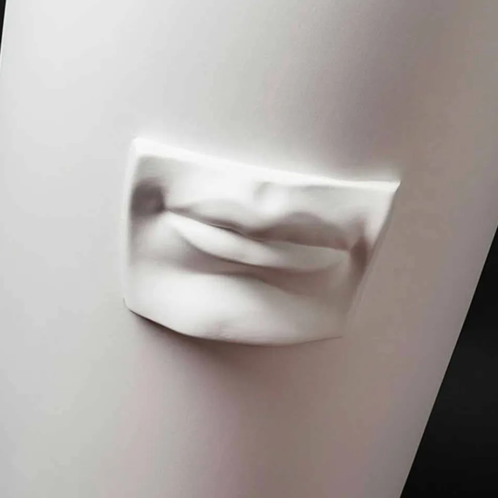 Hohe Vase aus weißer Keramik handgefertigt mit Dekoration Made in Italy - Capuano