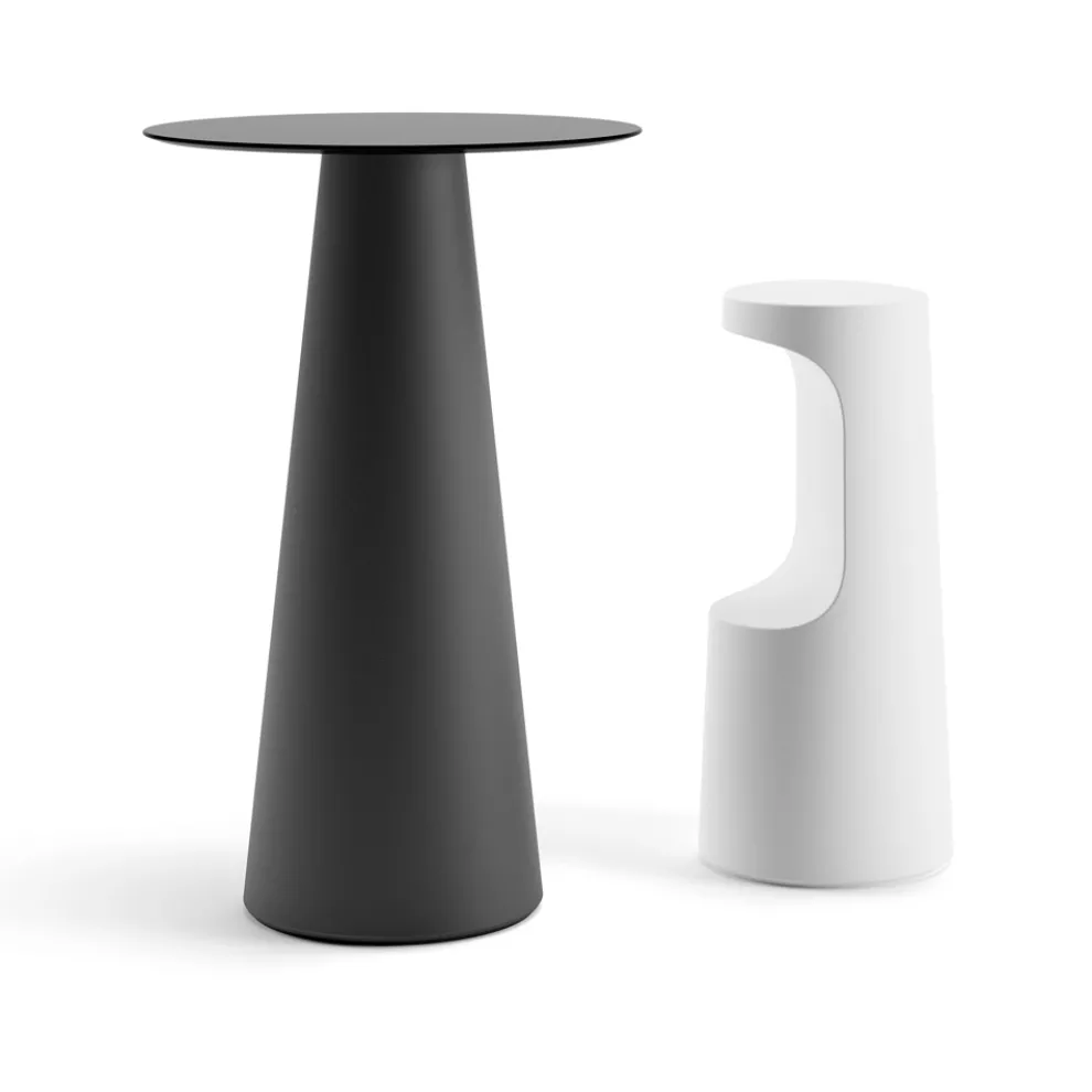 Hochtisch im Freien mit runder Platte in Hpl Made in Italy - Forlina