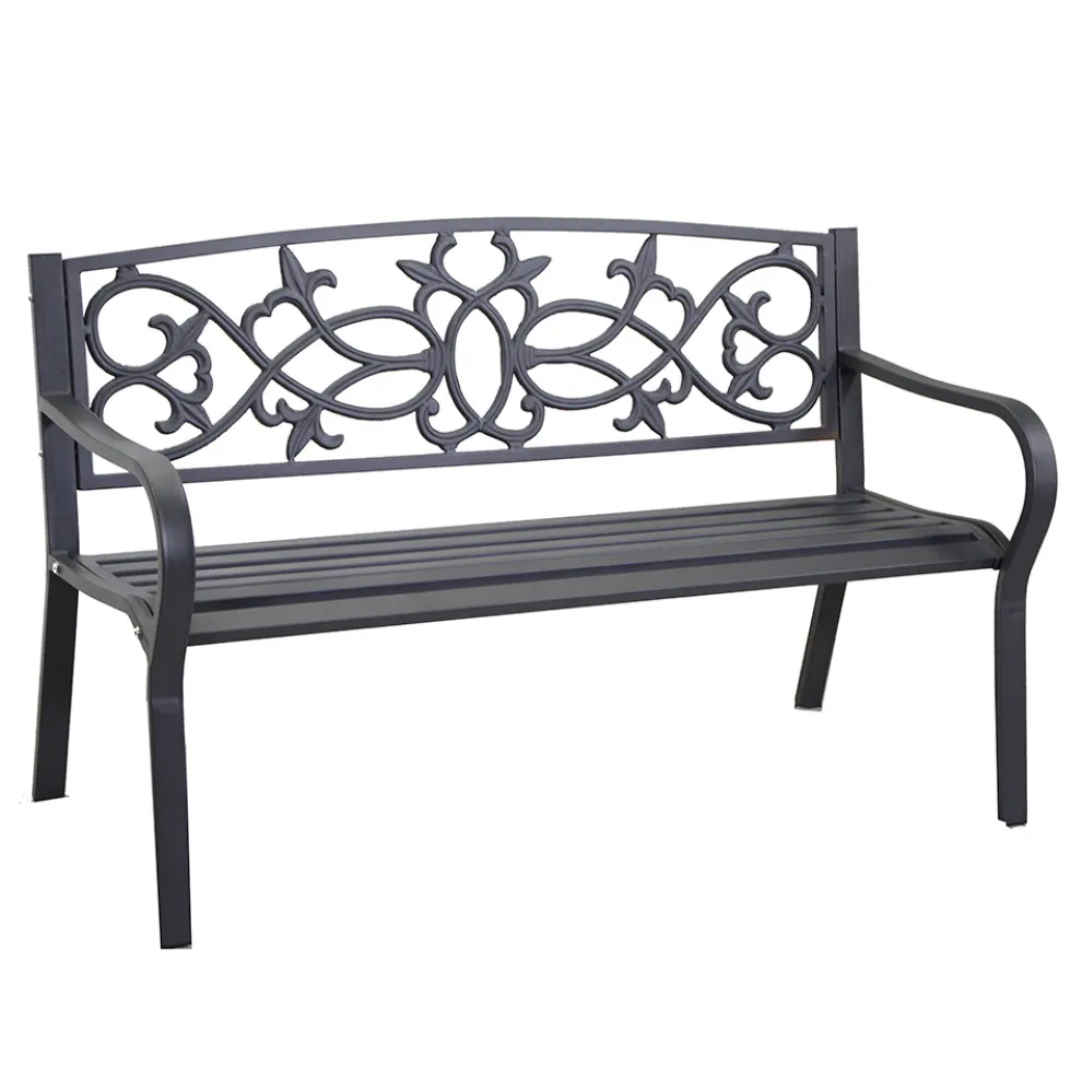 Gartenbank aus Metall mit verschiedenen Oberflächen - Stapler