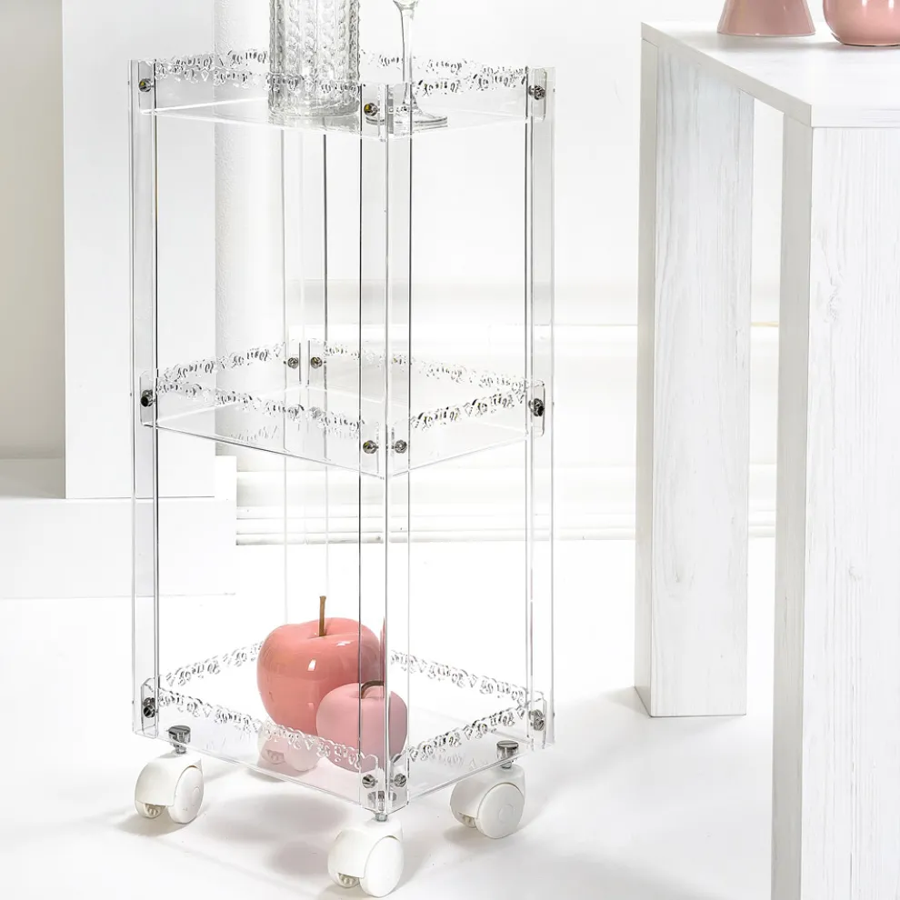 Servierwagen aus Plexiglas mit Regalen Made in Italy - Galatius