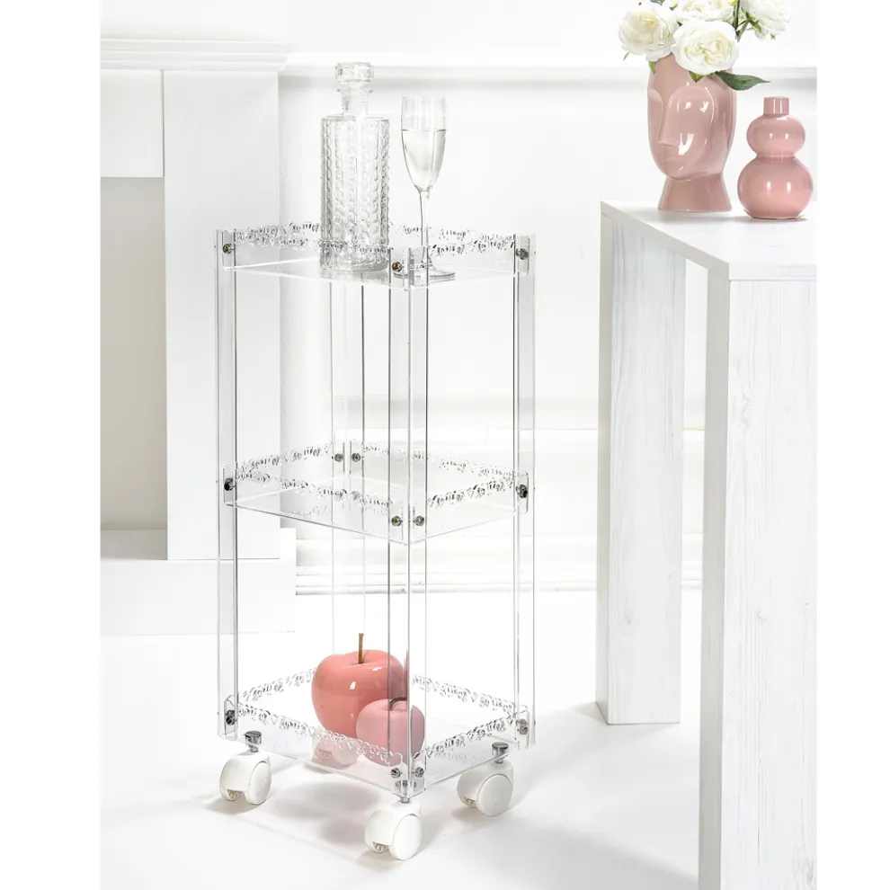 Servierwagen aus Plexiglas mit Regalen Made in Italy - Galatius