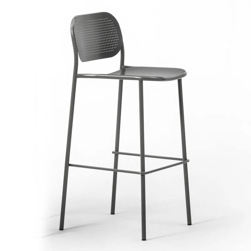 Stapelbarer Metallhocker für den Außenbereich Made in Italy 2 Stück - Synergy