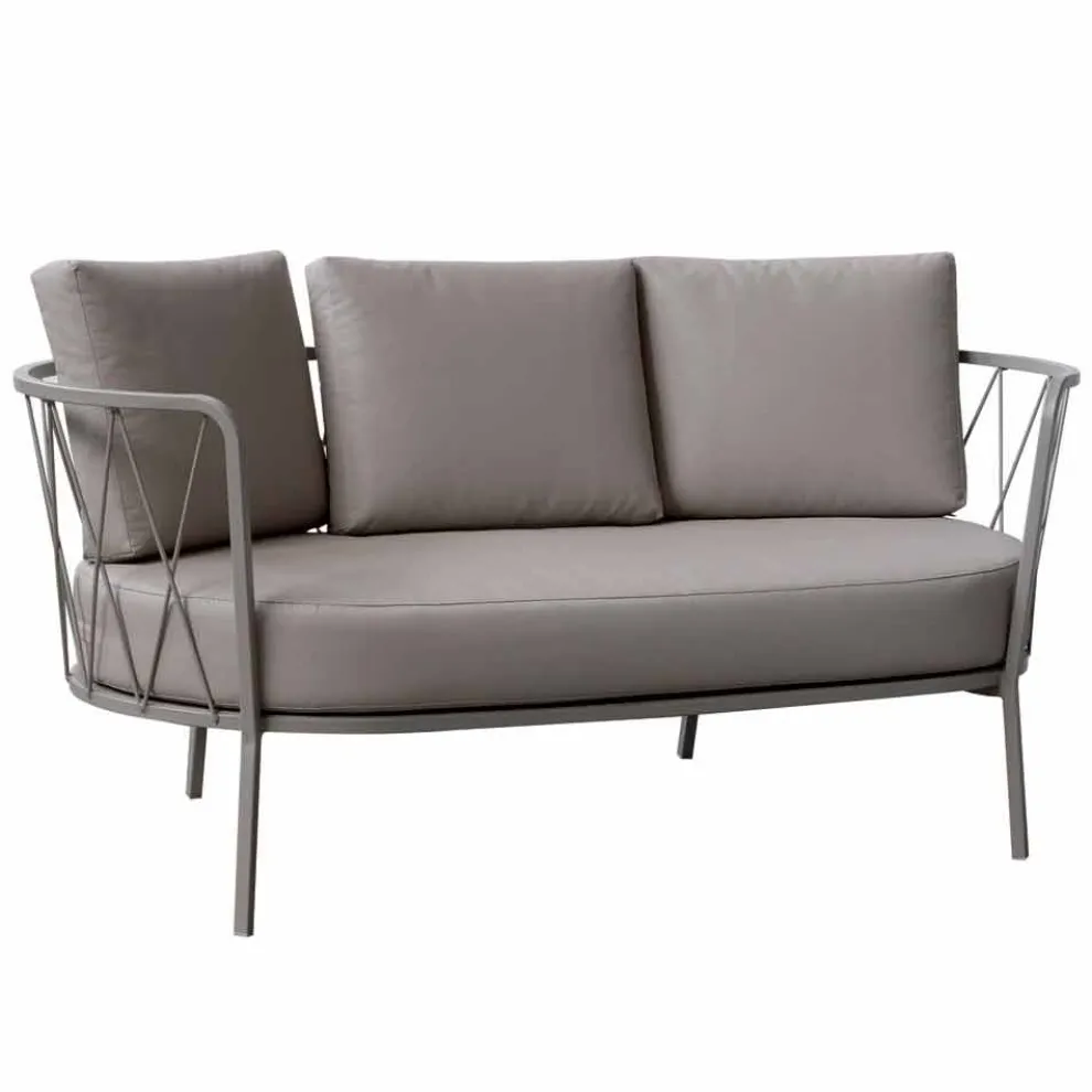 2-Sitzer-Outdoor-Sofa aus Metall und Stoff mit Kissen Made in Italy - Olma