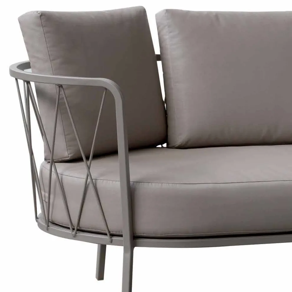 2-Sitzer-Outdoor-Sofa aus Metall und Stoff mit Kissen Made in Italy - Olma