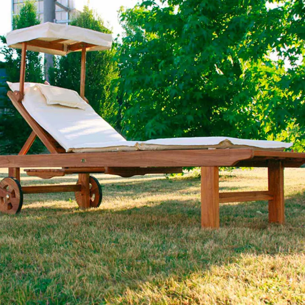 Verstellbare Sonnenliege für den Außenbereich in Teak Holz
