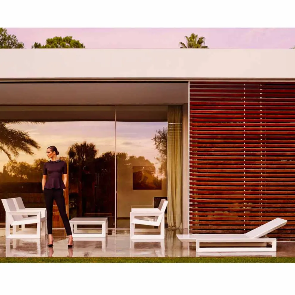 Vondom Frame Sonnenliege aus weißem Polyethylen, zeitgemäßes Design