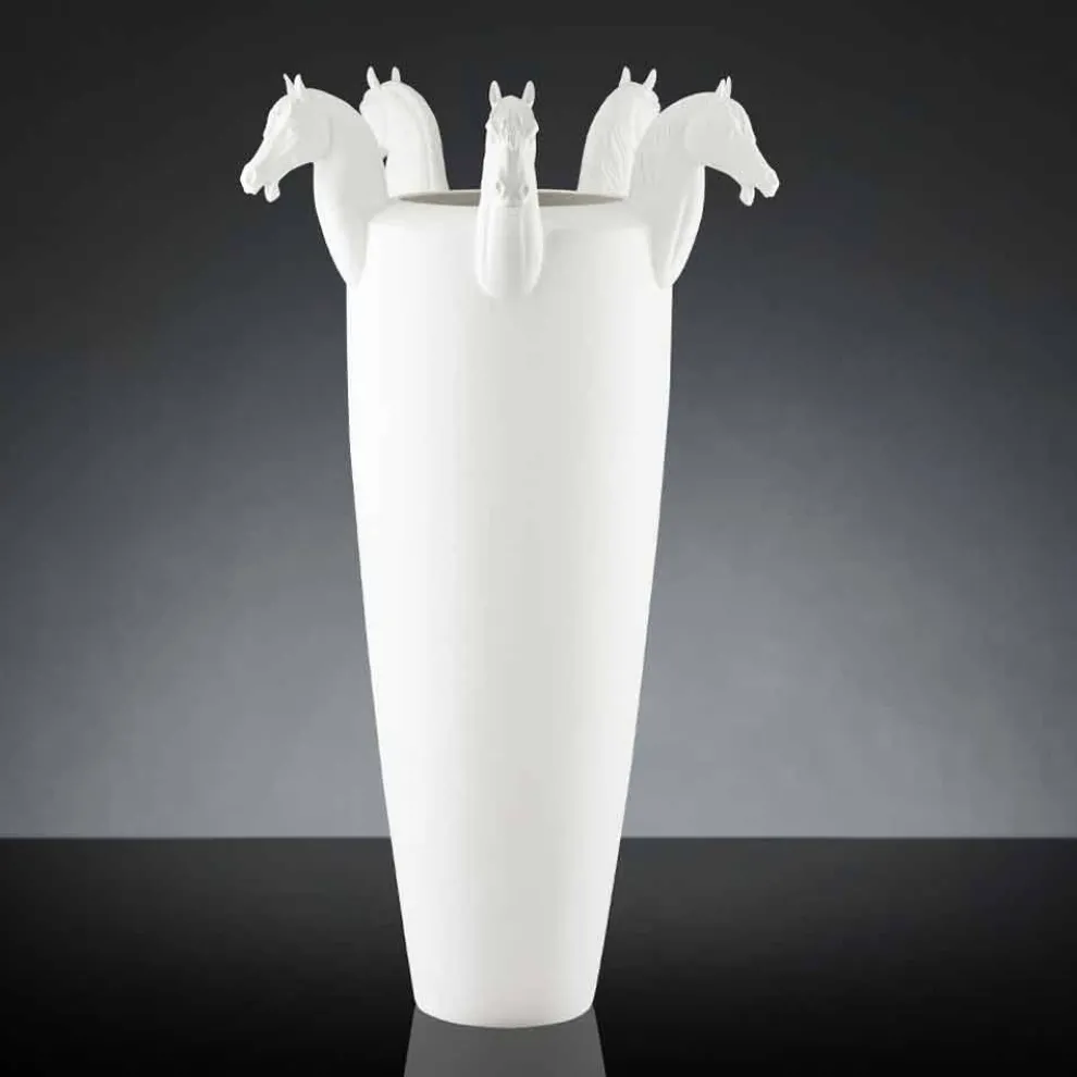 Hohe Indoor-Vase aus weißer Keramik oder glänzendem Gold Made in Italy - Jacky