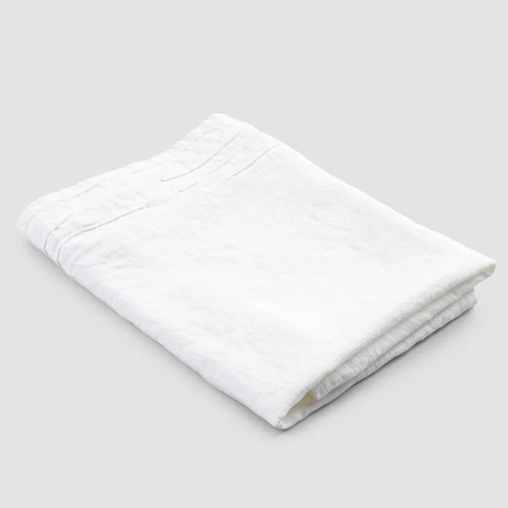 Italienisches handgefertigtes Luxus-Badetuch aus weißem, schwerem Leinen - Jojoba