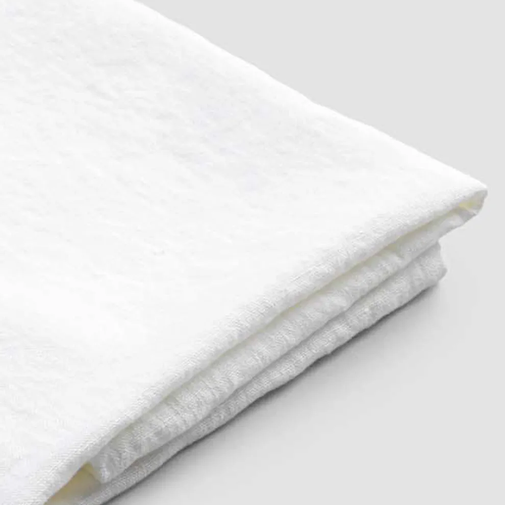 Italienisches handgefertigtes Luxus-Badetuch aus weißem, schwerem Leinen - Jojoba