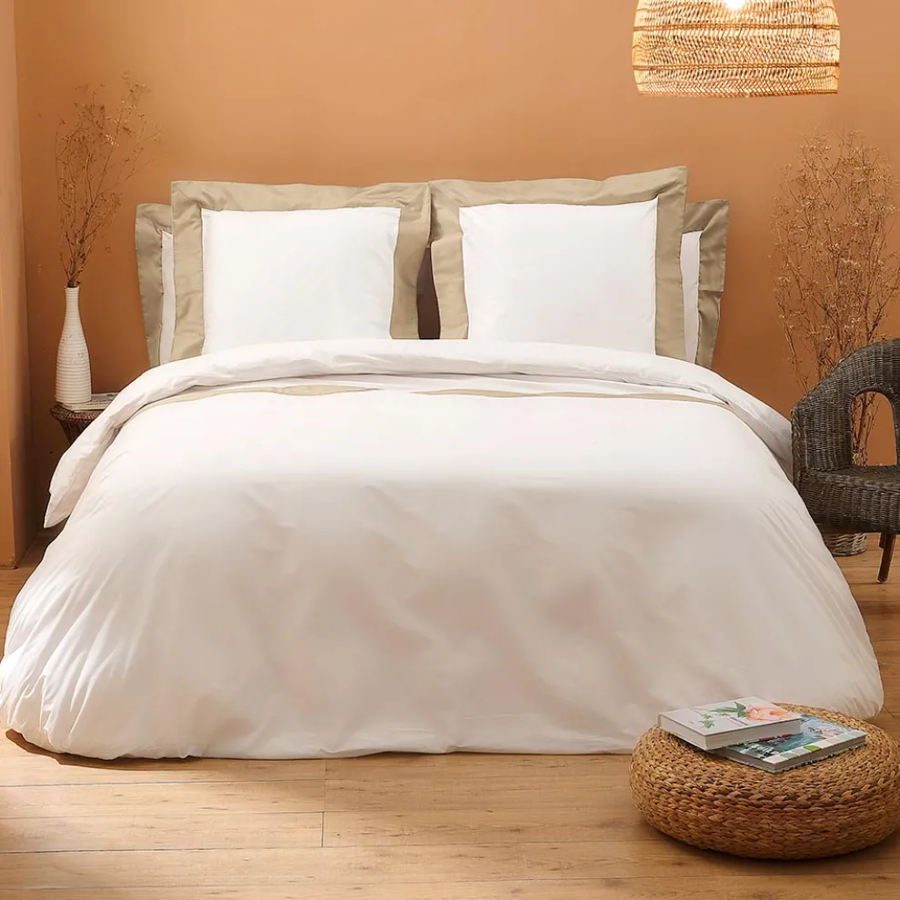 Bettbezug-Set aus 100 % Baumwolle und 10 % Baumwoll-Satin mit 2 Kissenbezügen – Detail