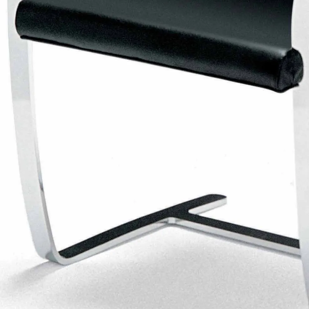 Bürostuhl aus Leder mit Struktur aus Chromstahl Made in Italy - Quartz