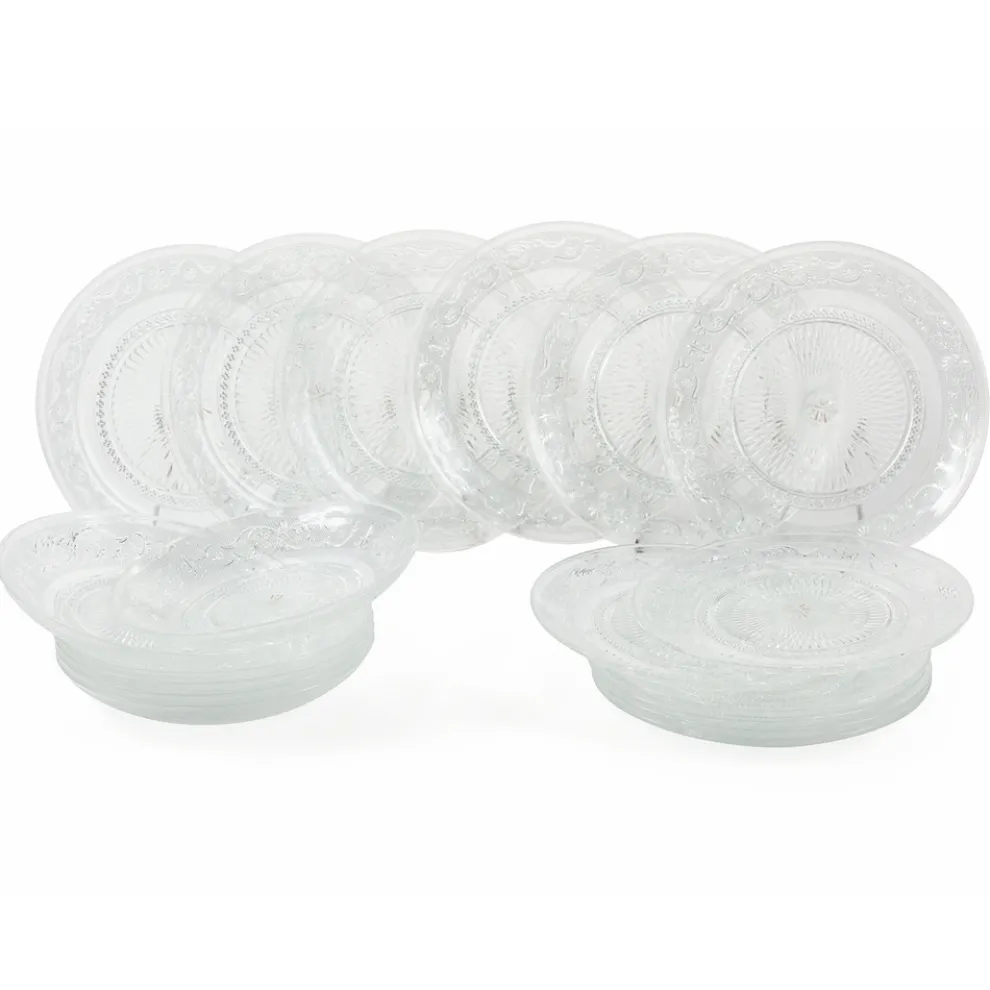 Transparente Glasteller Luxury Classic Decor 18-teilig - Palazzo