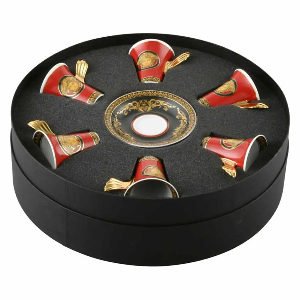Rosenthal Versace Medusa Red Espressotasse aus Porzellan 6 Stück