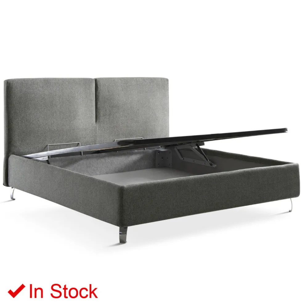 Doppelbett aus Stoff oder Samt mit Stauraum Made in Italy – Ernesto