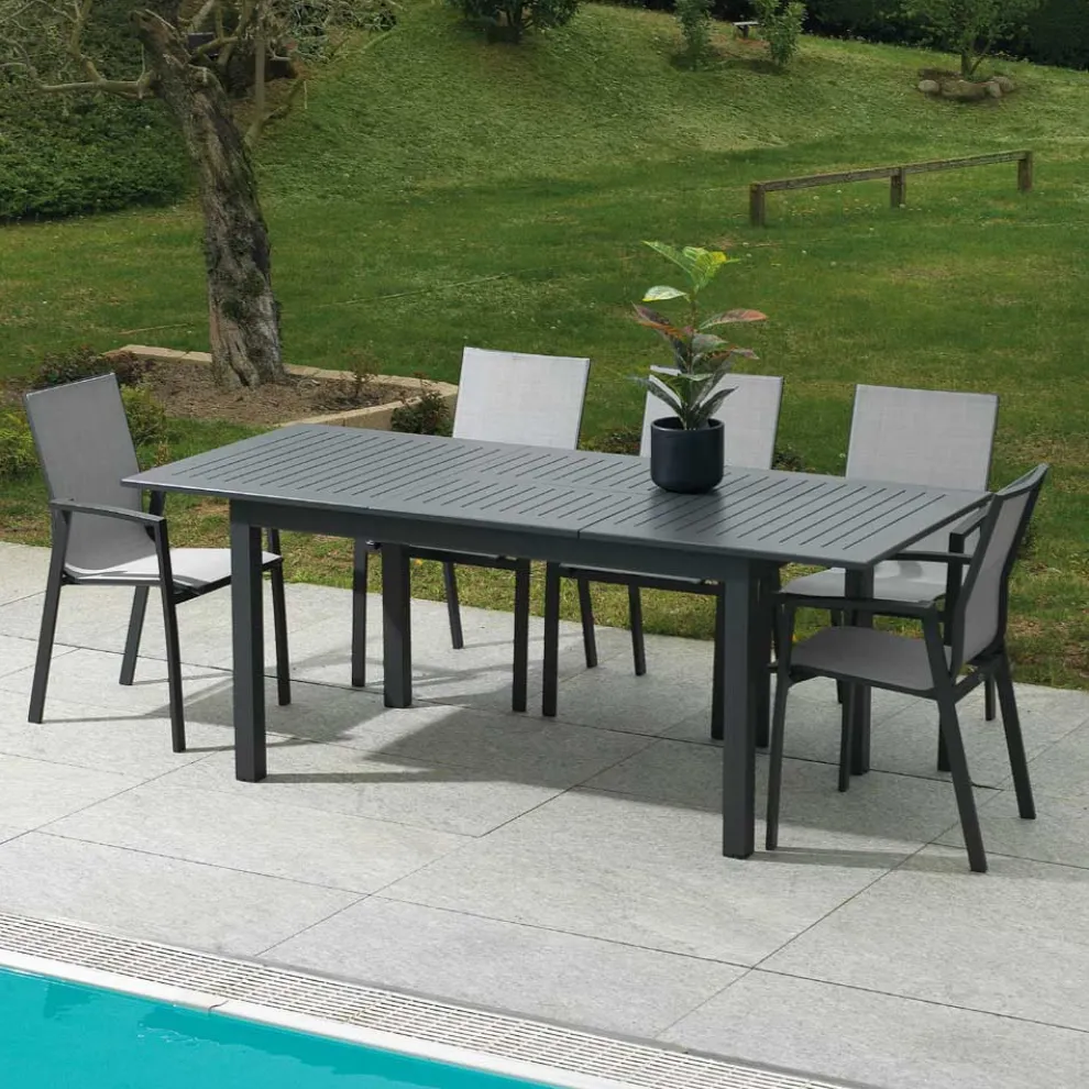 Ausziehbarer Gartentisch aus Aluminium mit gelatteter Platte - Passport