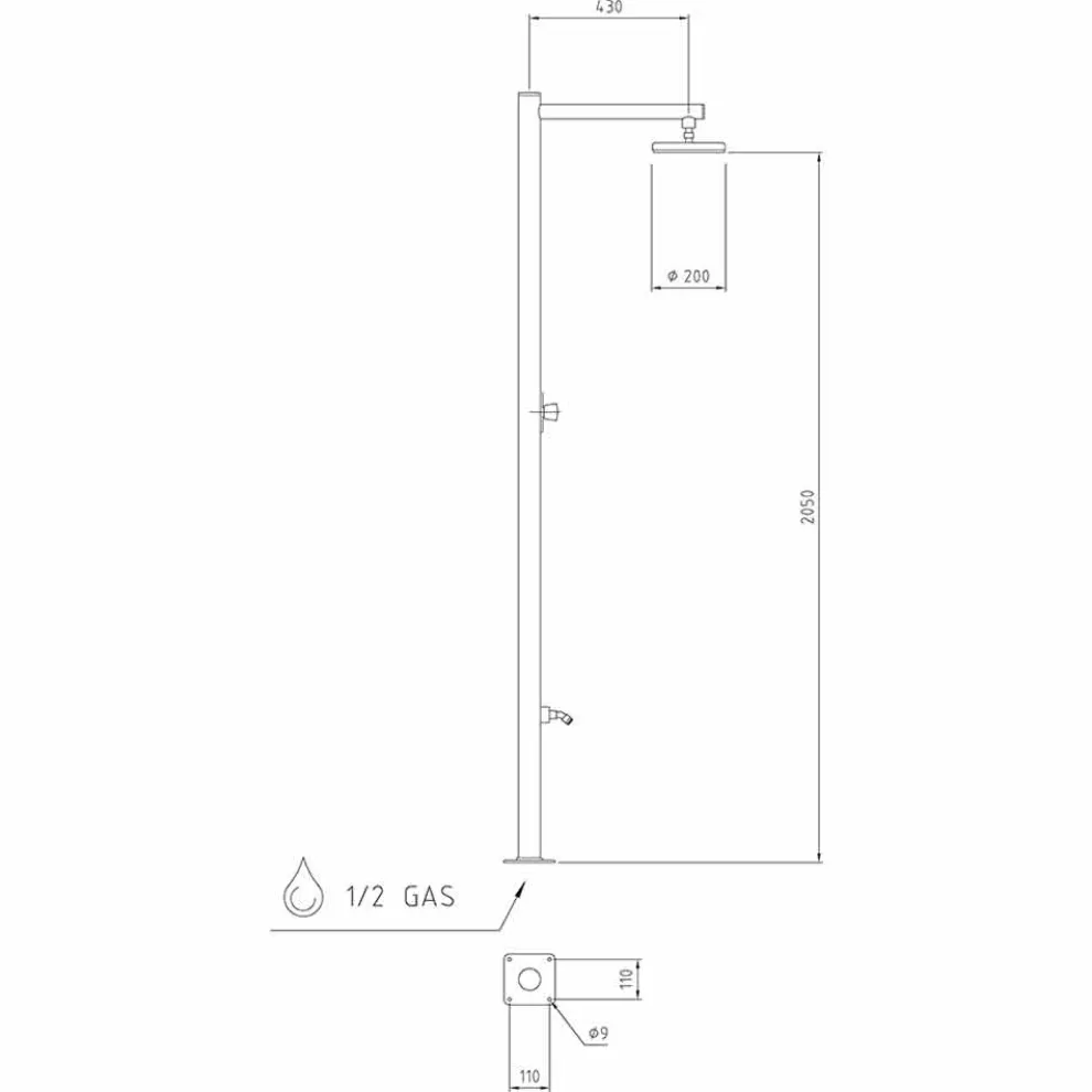 Außendusche aus verchromtem Edelstahl mit Mixer Made in Italy - Modeo