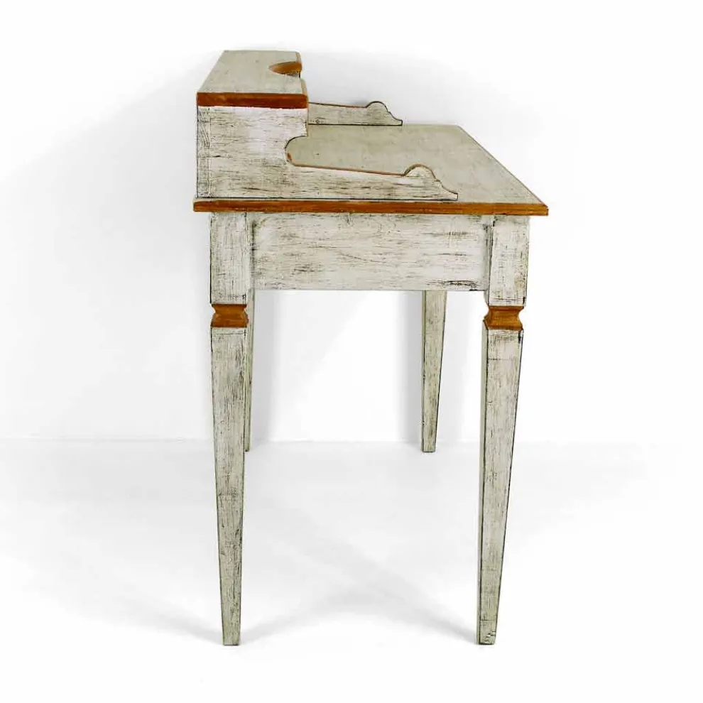 Massivholz handgefertigter Schreibtisch mit Made in Italy Schubladen - Amela