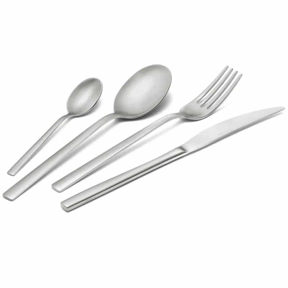 Besteck Set aus sandgestrahltem Edelstahl 24 Stück elegantes Design - Ronfo