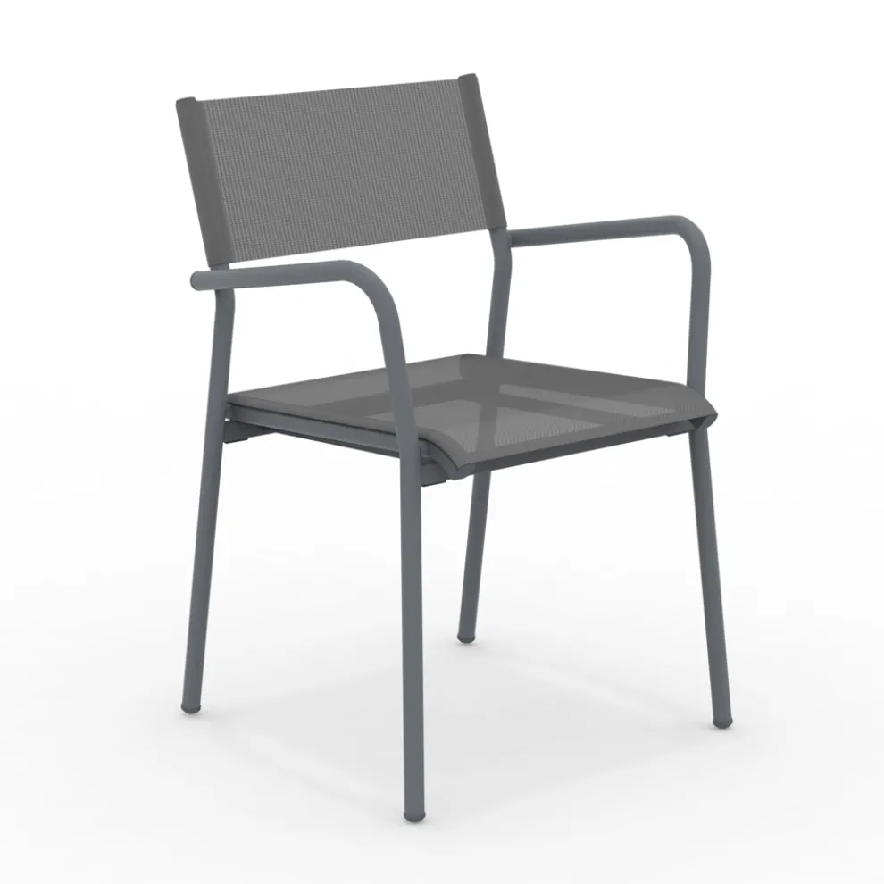 Satz von 4 Gartenstühlen aus Aluminium und Batyline - Lucente