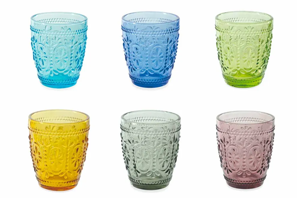 Dekorierte und farbige Gläser Wasserset 12 Stück - Pastell-Palazzo