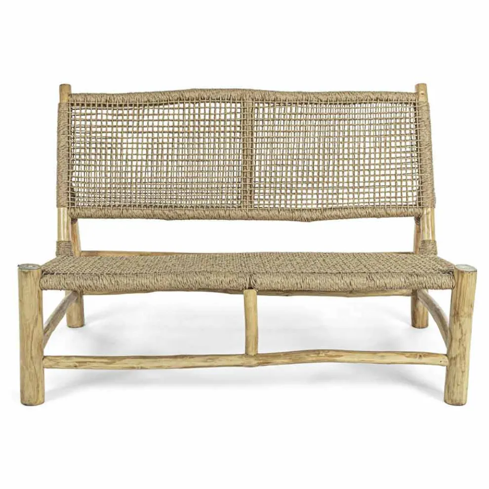 2-Sitzer-Sofa im Freien aus Teakholz und Kunstfaser - Tecno