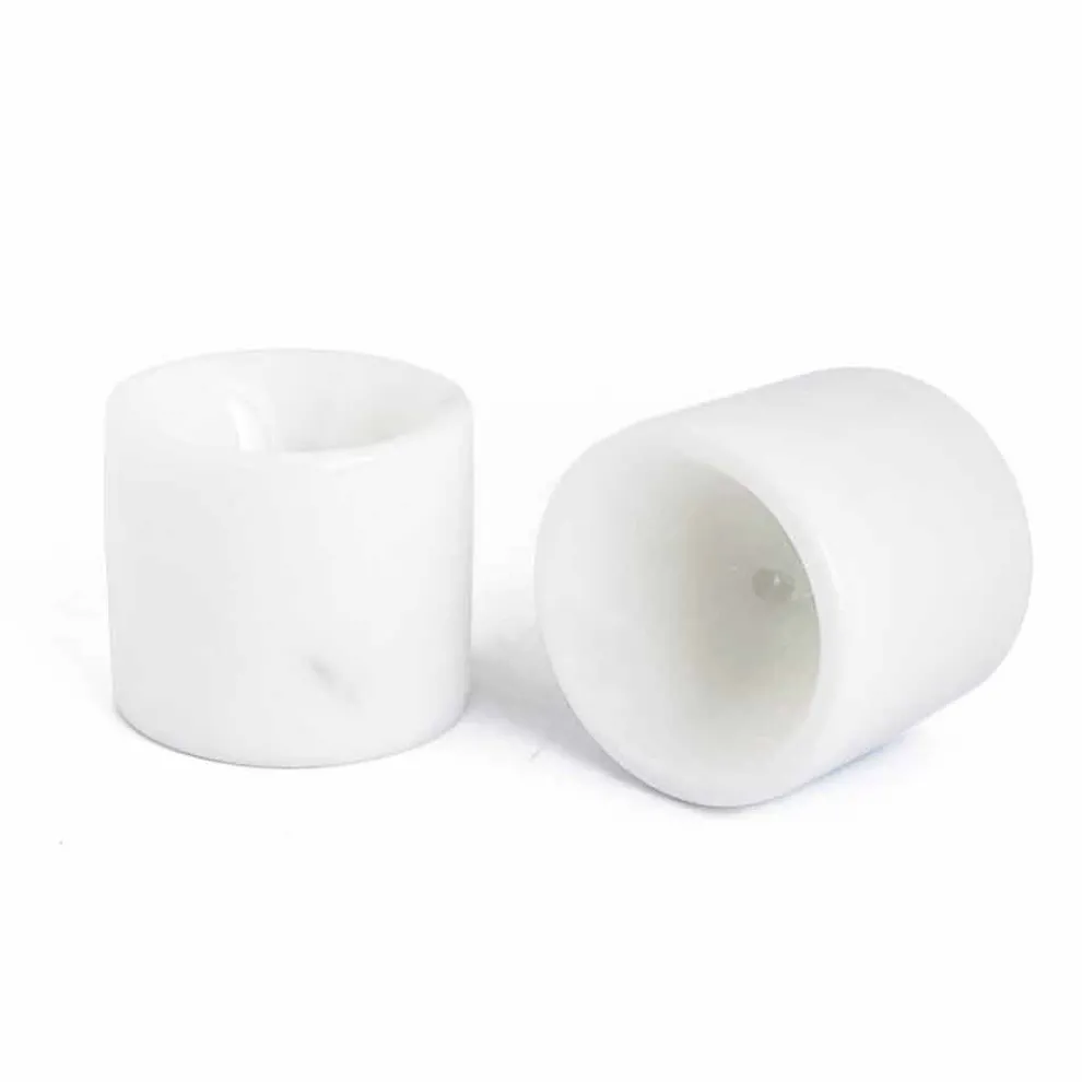 Design Eierbecher aus weißem Carrara-Marmor Made in Italy, 2 Stück - Picca