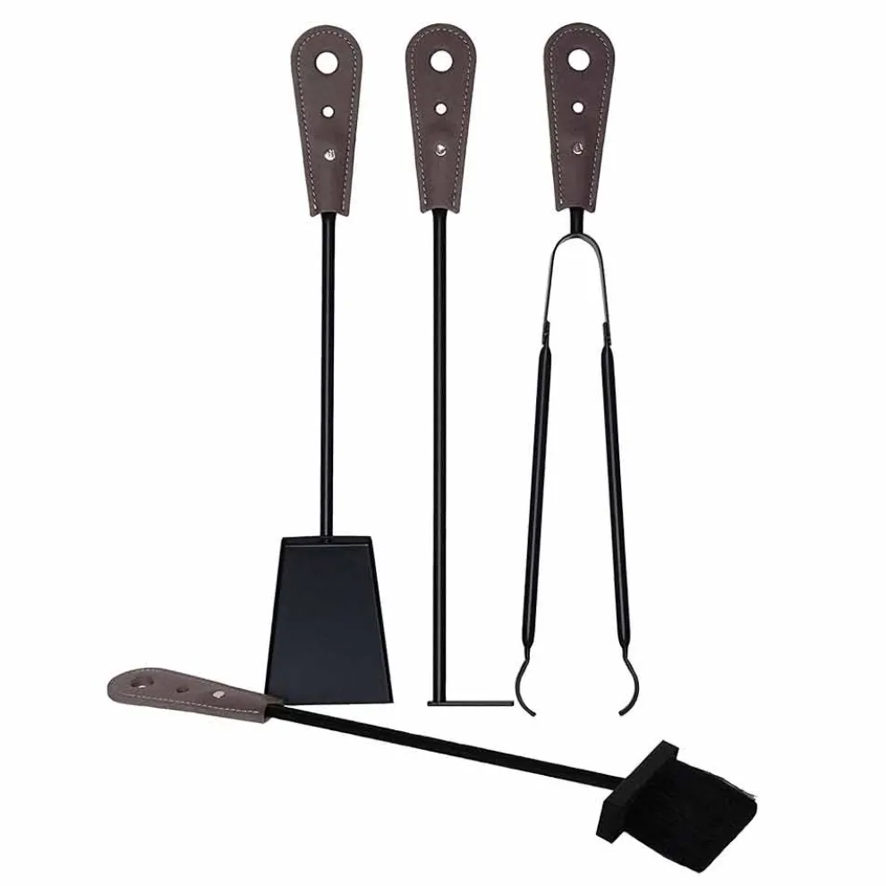 Kaminzubehör mit Nilar Lederhaltern, modernes Design
