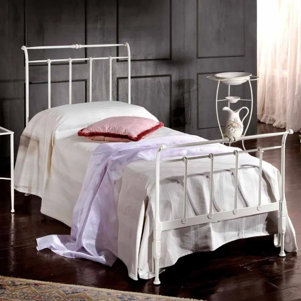 Einzelbett aus Schmiedeisen 85x190 handgefertigt Made in Italy Amanda