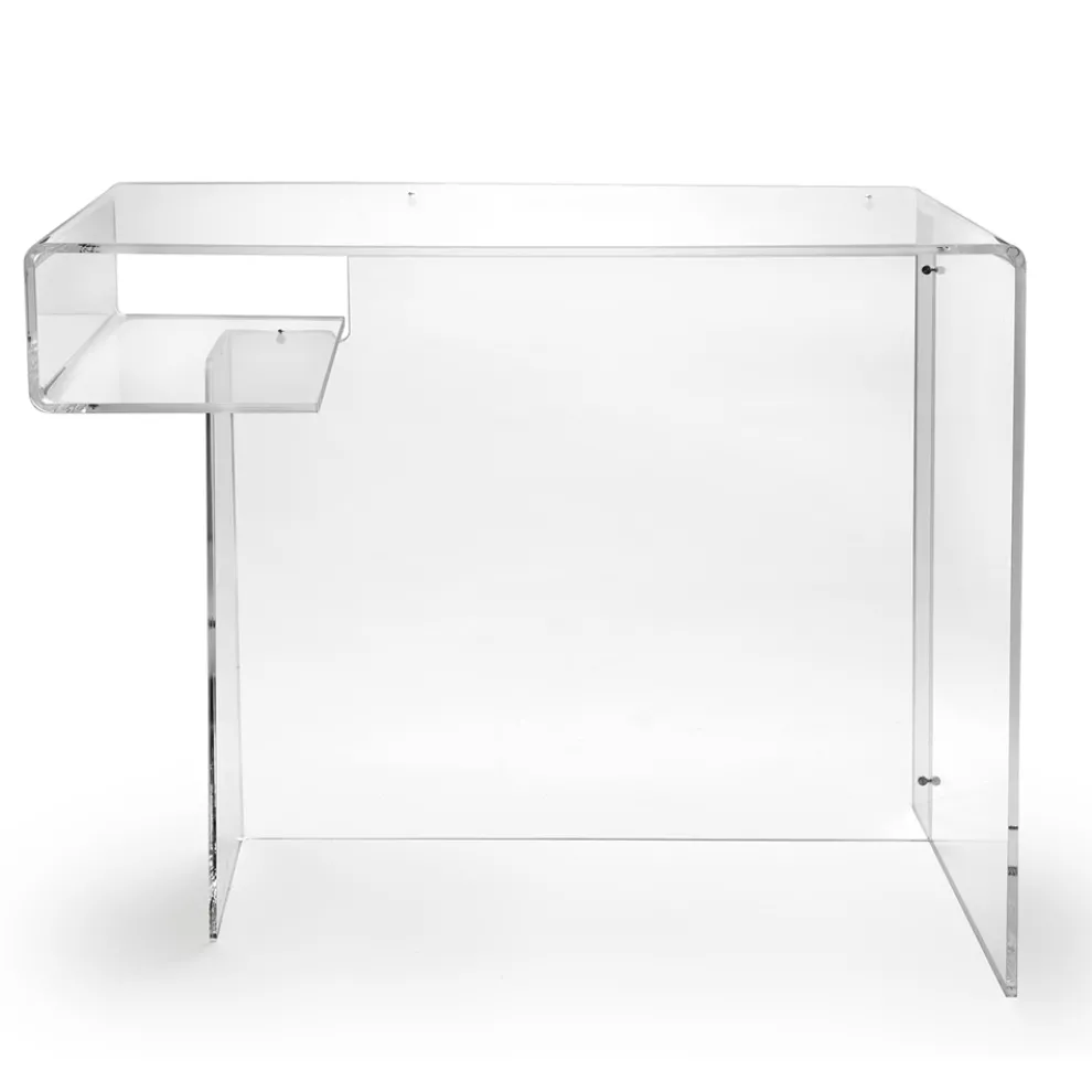 Schreibtisch aus transparentem Plexiglas mit Regal Made in Italy - Studiorum