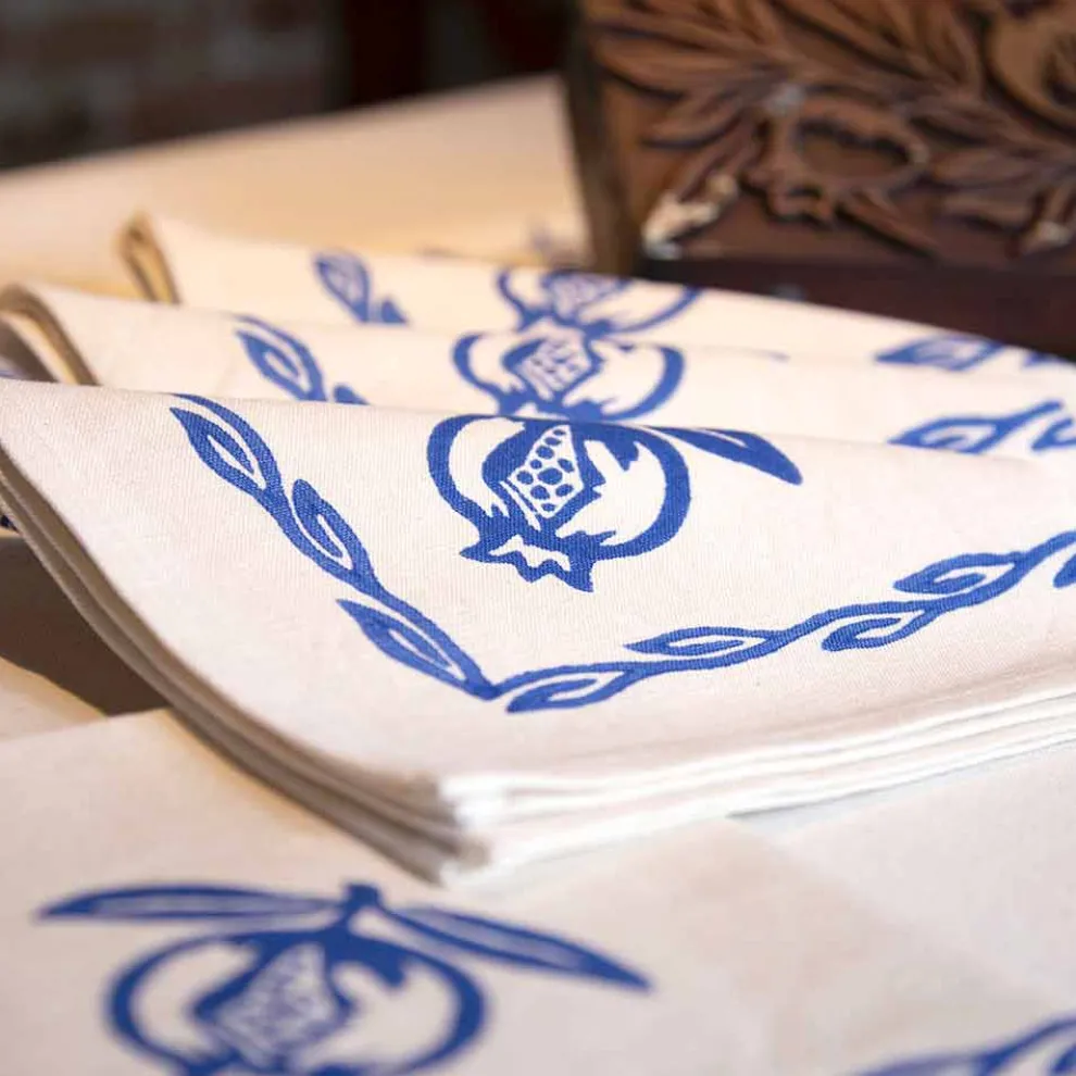 Serviette gemischtem Leinen mit Handabdruck Einzigartiges Stück, 6 Stück