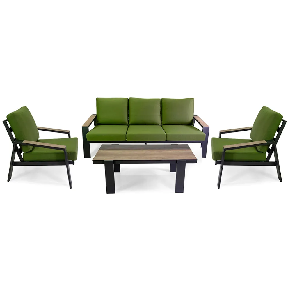 Outdoor-Wohnzimmer bestehend aus 1 Sofa, 2 Sesseln und 1 Couchtisch - Righello