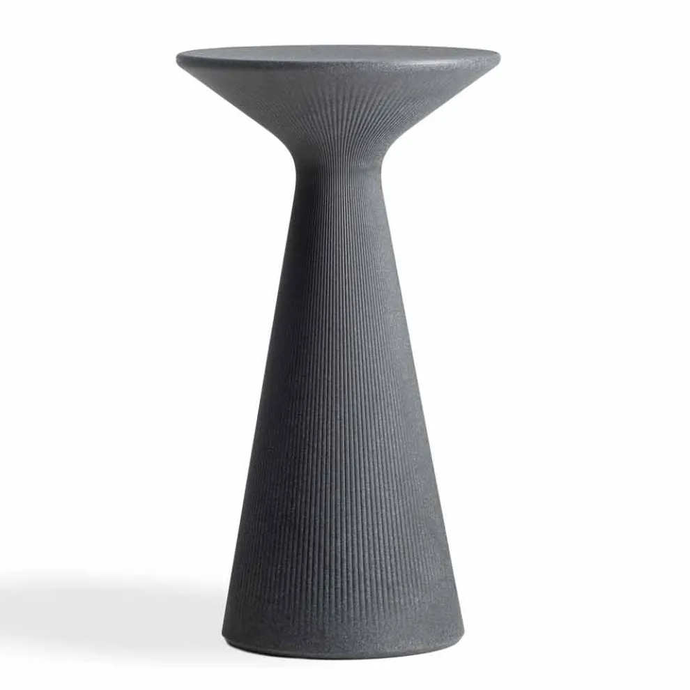 Hoher Couchtisch im Freien aus Polyethylen mit runder Platte Made in Italy - Desmond