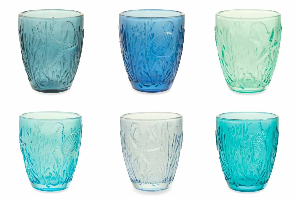 Moderne blau gefärbte Gläser 12 Stück Water Service - Mazara