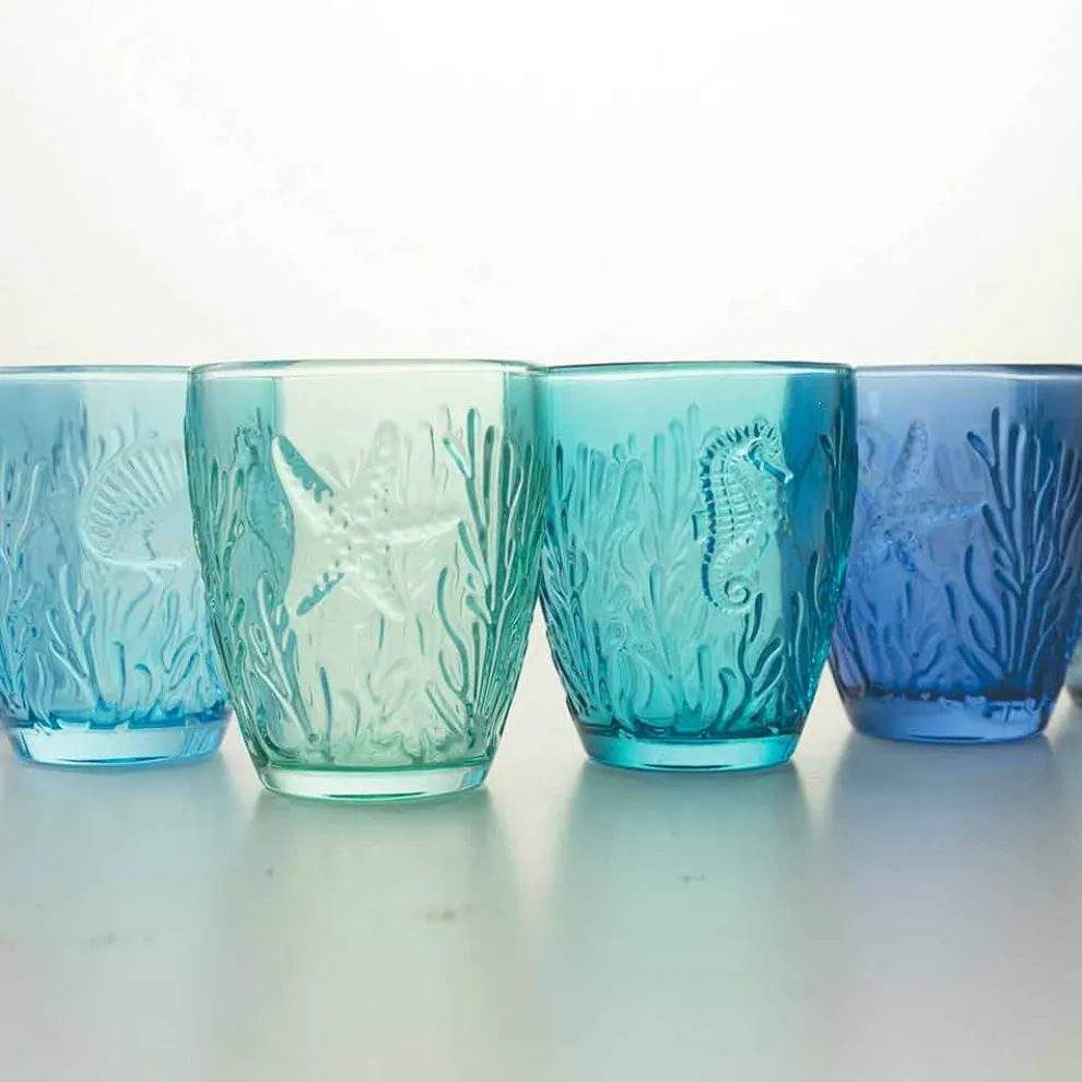 Moderne blau gefärbte Gläser 12 Stück Water Service - Mazara