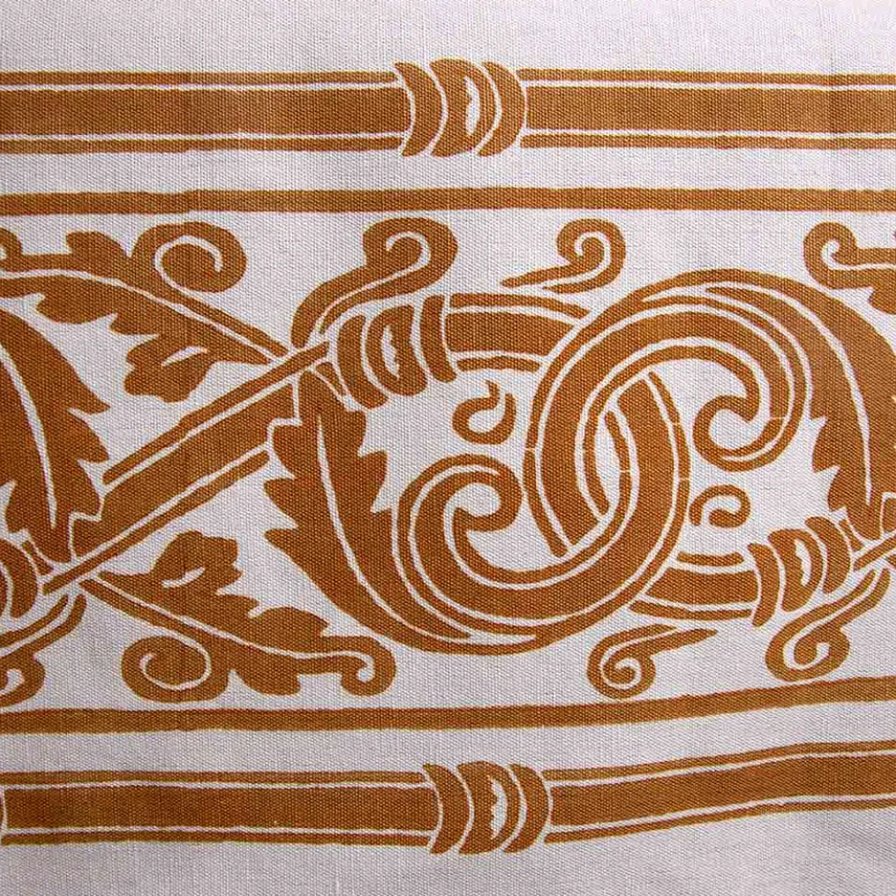 Handbedruckte Tischdecke von hoher italienischer Handwerkskunst in Baumwolle und Leinen