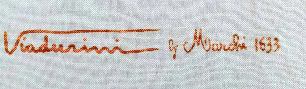 Handbedruckte Tischdecke von hoher italienischer Handwerkskunst in Baumwolle und Leinen