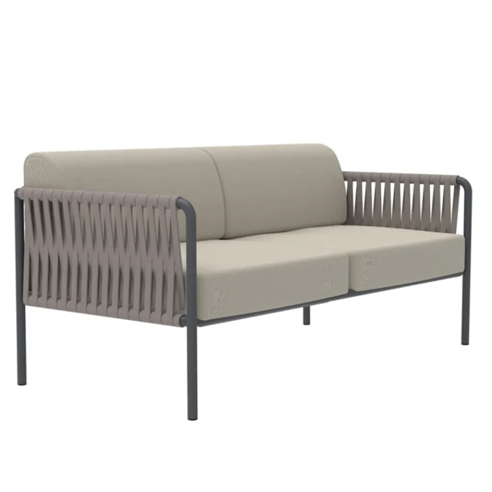 Outdoor-Sofa aus Stahl und Seil in verschiedenen Größen mit Kissen Made in Italy - Helga