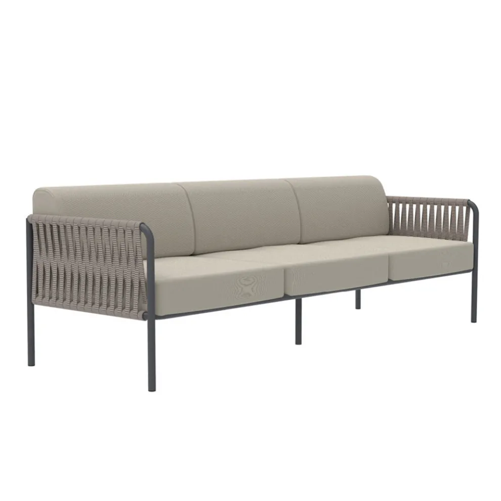 Outdoor-Sofa aus Stahl und Seil in verschiedenen Größen mit Kissen Made in Italy - Helga