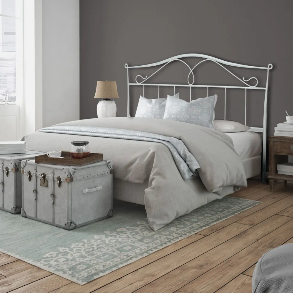 Doppelbett mit Kopfteil aus Eisenrohr, hergestellt in Italien – Kopie