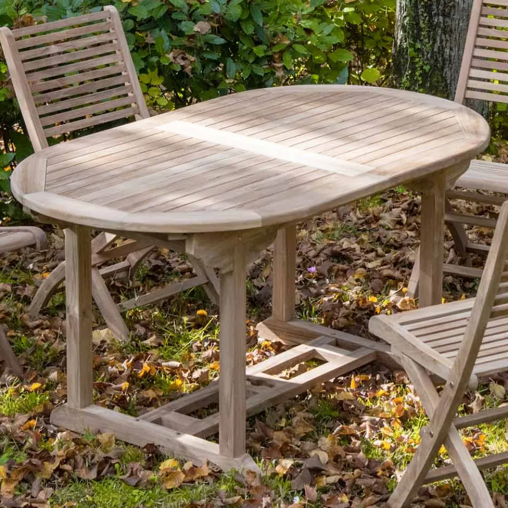 Ausziehbarer Gartentisch aus Teakholz in verschiedenen Größen - Yggdrasil