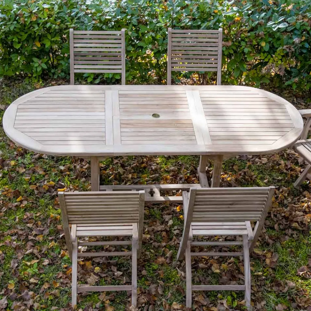 Ausziehbarer Gartentisch aus Teakholz in verschiedenen Größen - Yggdrasil