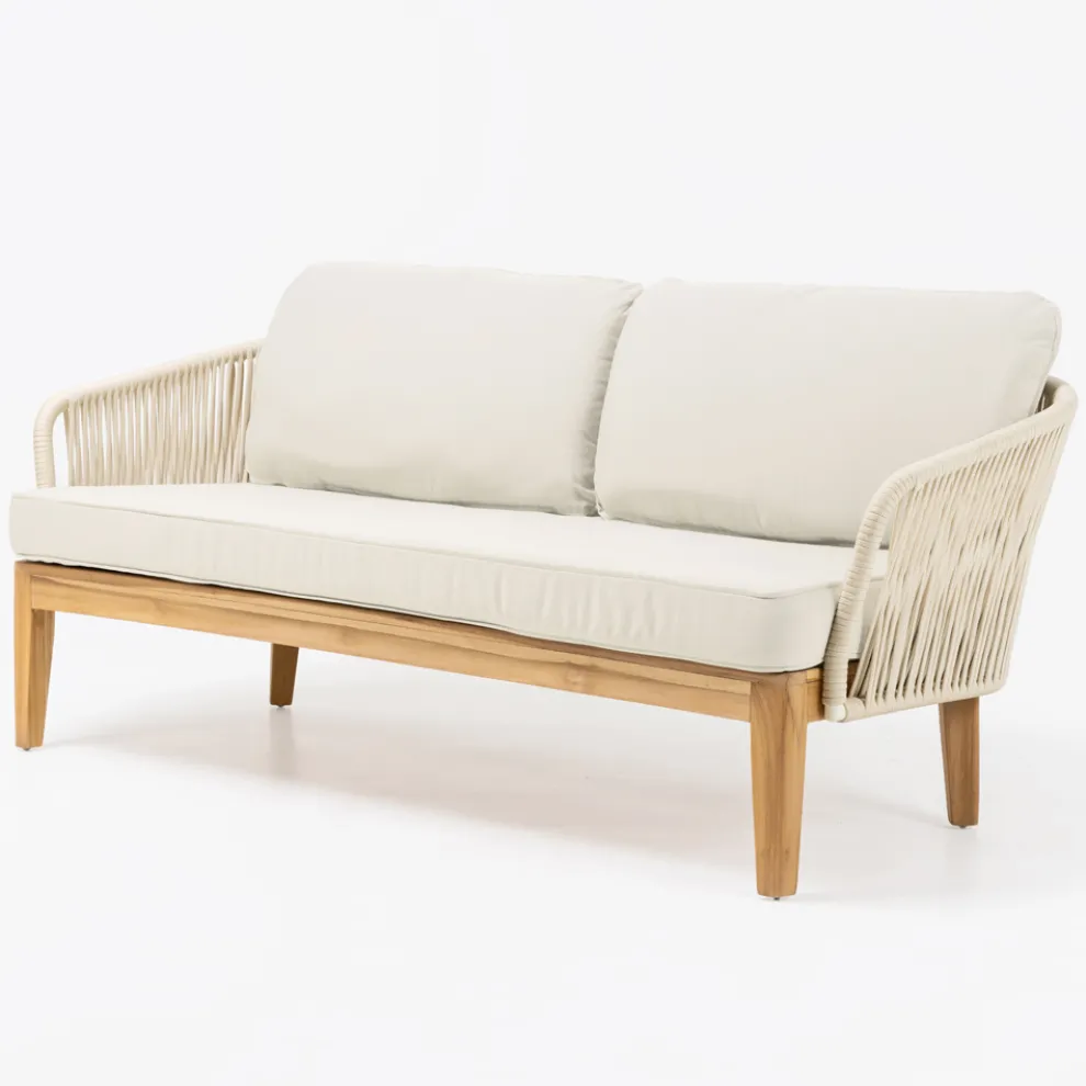 Outdoor-Sofa aus Teakholz und Polyethylengewebe - Jhon