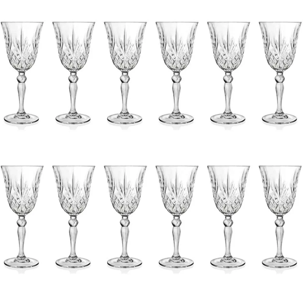 12 Gläser Wein, Wasser, Cocktail im ökologischen Kristall-Vintage-Stil - Cantabile