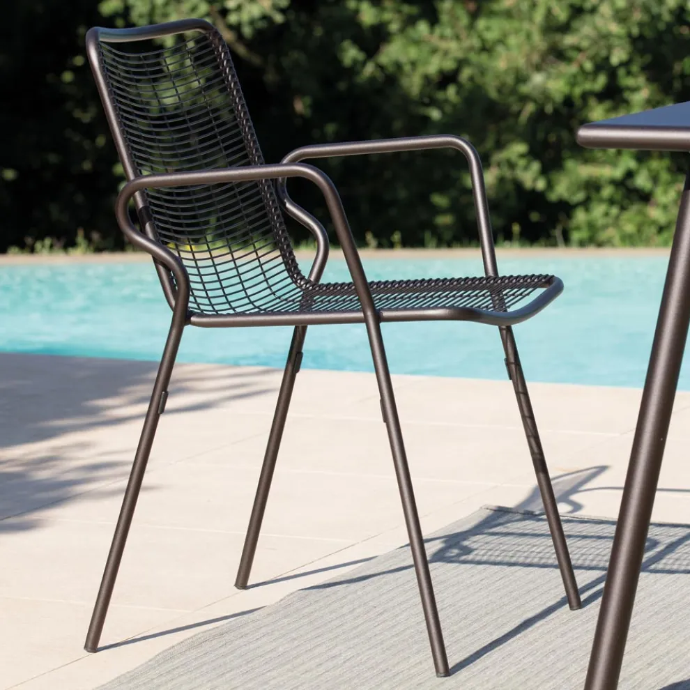 Gartenstuhl aus Metall mit Armlehnen Made in Italy 2 Stück - Vikas