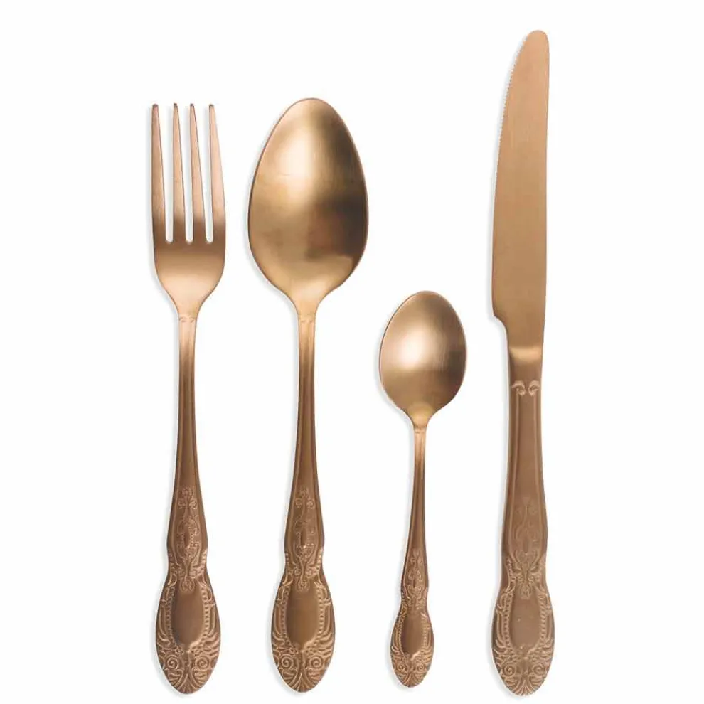 Besteckset Farbiger Satinstahl Komplettes 24-teiliges Design - Fantasie