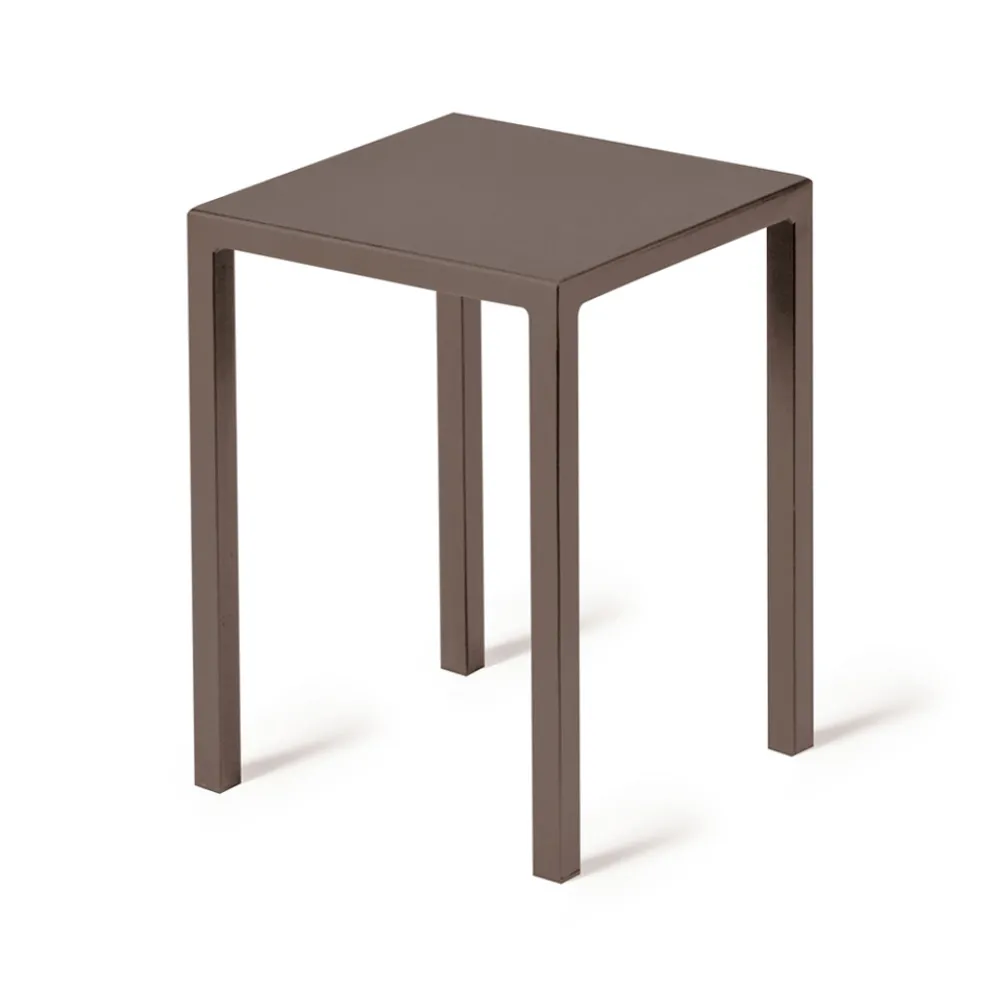 Niedriger quadratischer Outdoor-Hocker aus Stahl Made in Italy - Azul