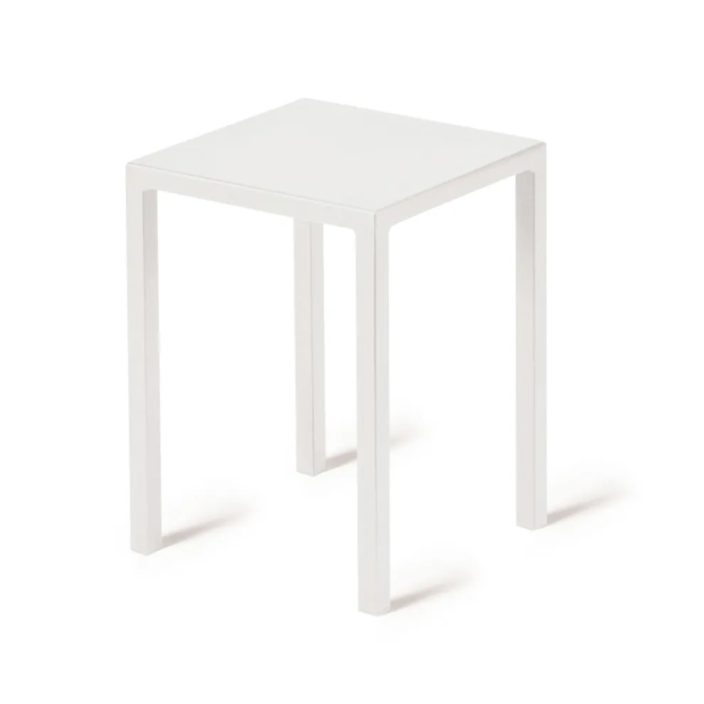 Niedriger quadratischer Outdoor-Hocker aus Stahl Made in Italy - Azul