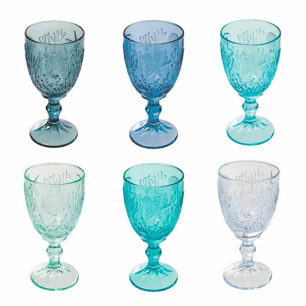 12 Stück farbige Wein- oder Wasserglasgläser - Mazara